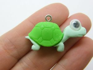 10 Tortoise turtle charms green resin FF277